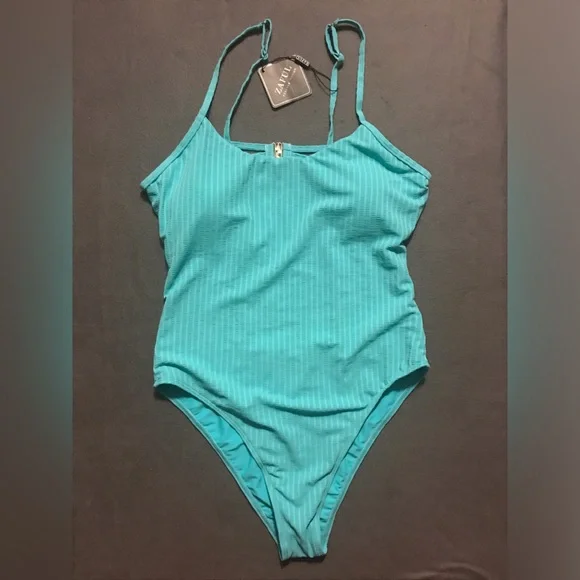 NWT Zaful Ribbed Open Back Swimsuit - Picture 5 of 16